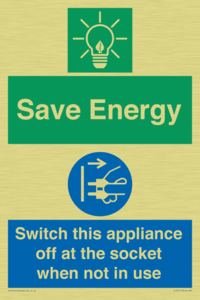 Save Energy, Switch this appliance off at the socket when not in use